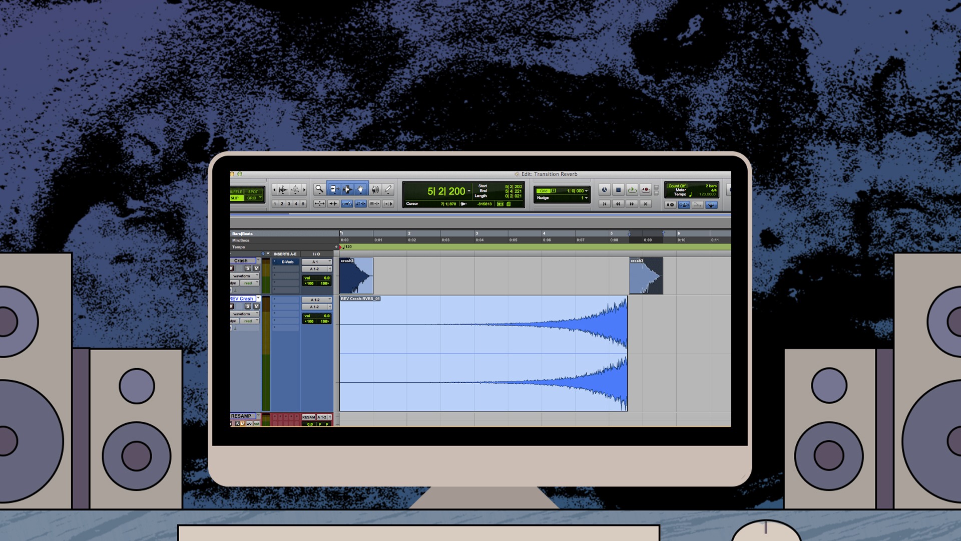 Creating a transition using reverse reverb