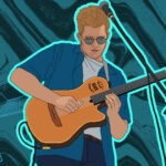 Illustration of Yazid playing the guitar